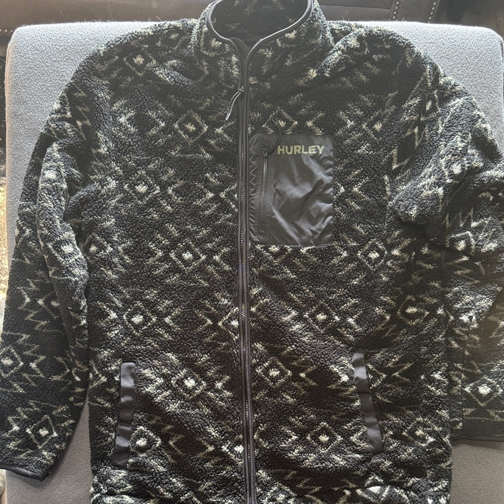 Hurley Black and White Patterned Performance Jacket
